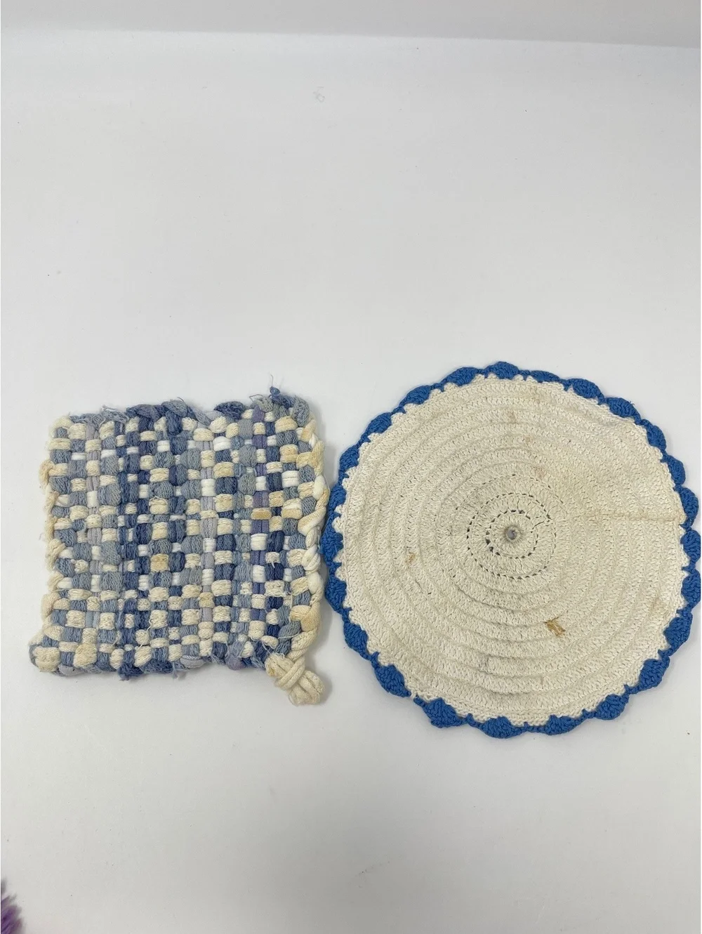 Vintage Pot Holders Handmade 1940’s 1960 Used Lot Of 14 Seashells Roses Knit